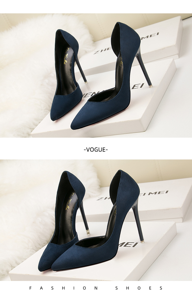8915-3 Korean version fashionable and minimalist slim high heeled suede for slimming effect, shallow mouthed pointed_voghion.com