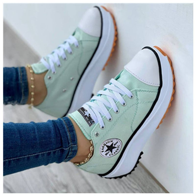 2023 New Spot Women's Spring And Autumn Canvas Shoes Breathable High-top casual women's thick-soled lace-up shoes_voghion.com