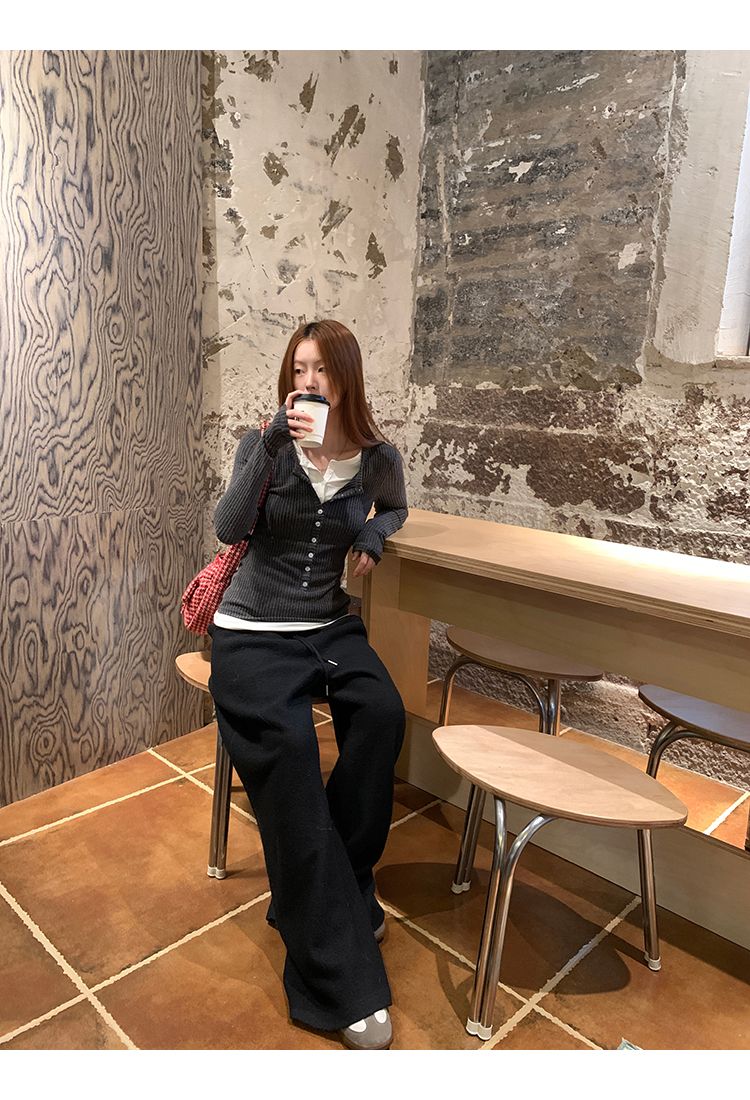 Super Beautiful For Women Autumn 2025 New Trendy Two-Piece Top Gray Knitted Sweater_voghion.com