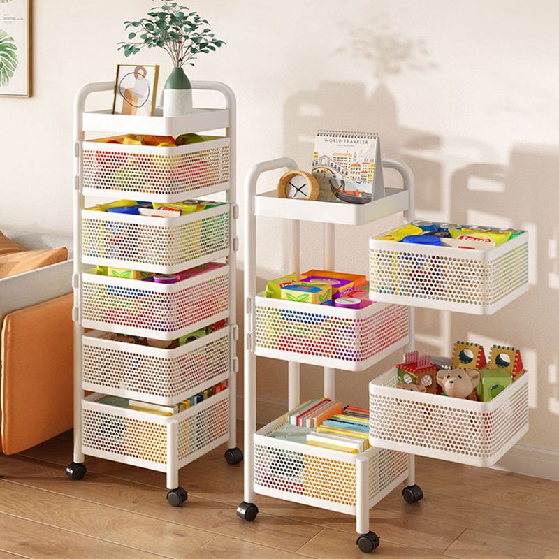3-6 Tier Rotating Basket Storage Tower Kitchen Trolley Cart Fruit Veg Rack Shelf_voghion.com
