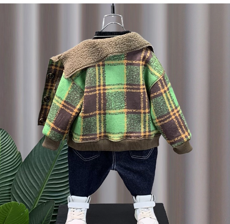 børnetøj Drenge efterårs- og vinterfrakke plus fleece børneforårspels en lammefleece babypelsfrakke plankton smuk_voghion.com