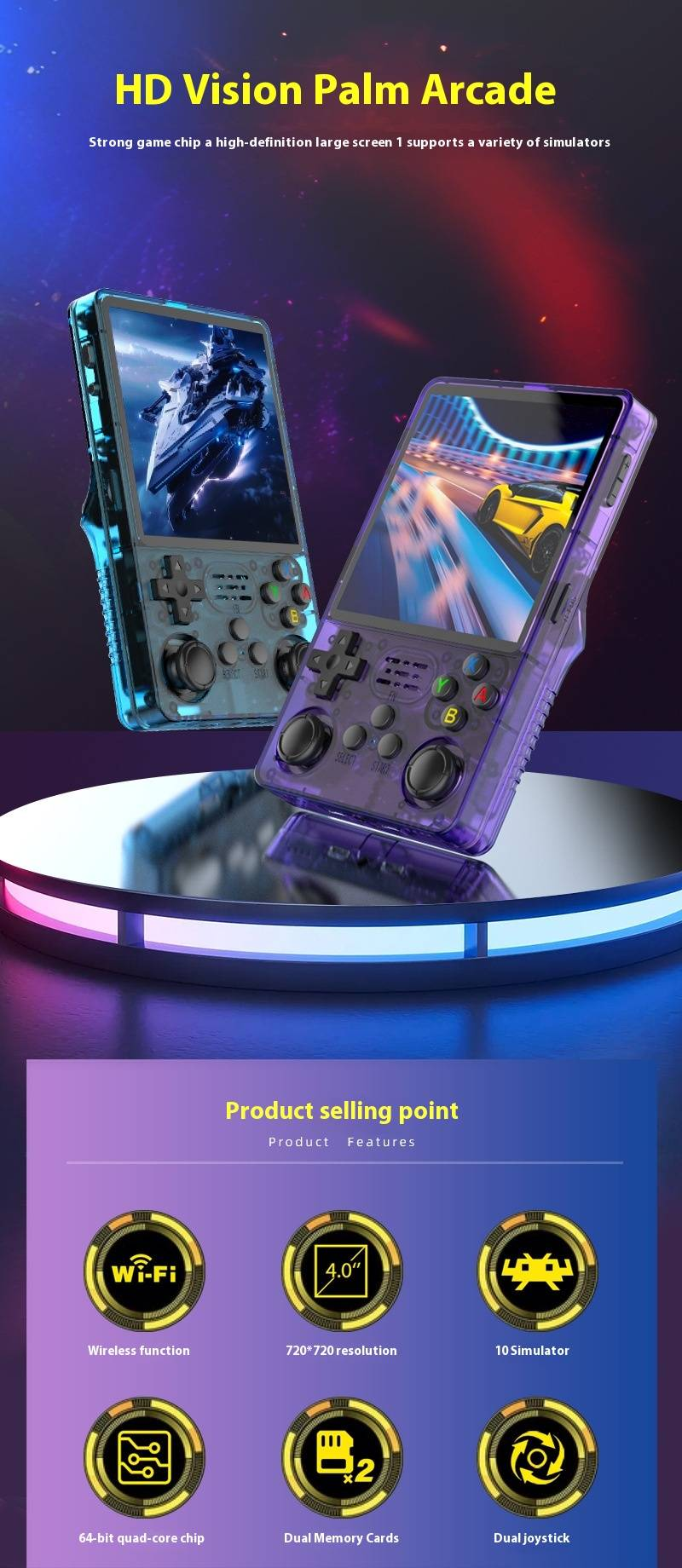 R36S Open Source Handheld Game Console - 4 Inch IPS Screen Retro PSP Style Portable Gaming Device With WiFi & 5000+ Classic Games_voghion.com