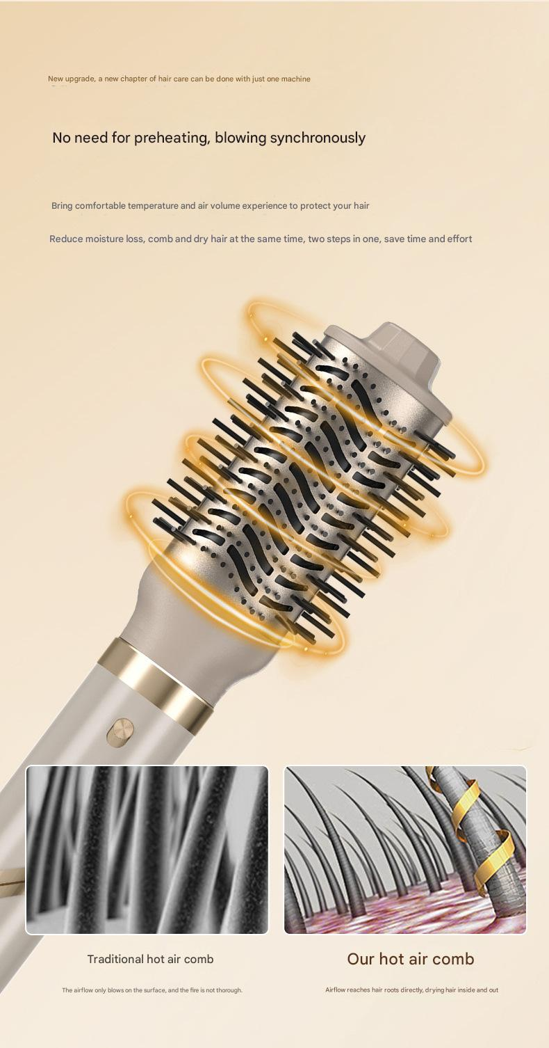 Sèche-cheveux multifonction pliable, ensemble de peignes à air chaud plasma pour la maison, sèche-cheveux multifonctionnel, peigne et fer à friser_voghion.com