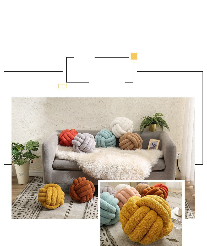 Handgeweven geknoopt bolkussen - Luxe decoratief kussen van lamswol voor bank en bed_voghion.com