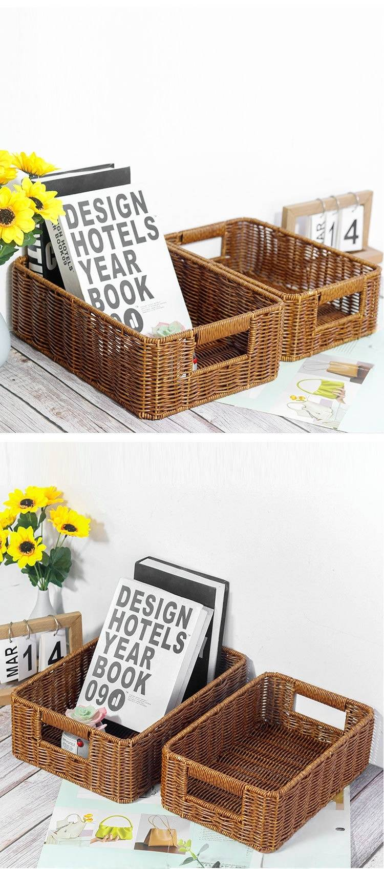 Kosz do przechowywania Premium Woven z metalową ramą - ręcznie robiony organizer do domu, książek i codziennych niezbędnych rzeczy_voghion.com