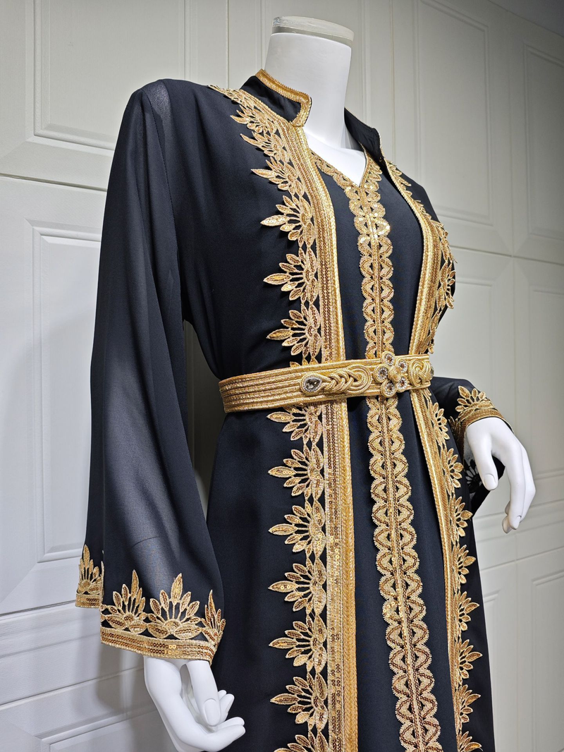 Abito con vita morbida da donna, completo due pezzi Abaya_voghion.com