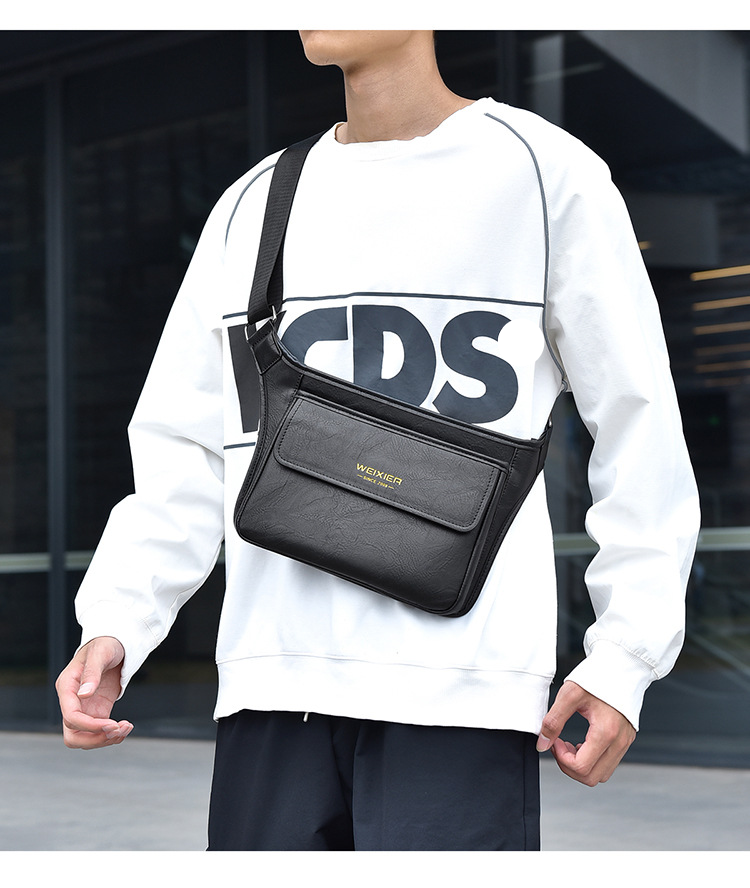 Borsa a tracolla impermeabile da uomo - Elegante borsa a tracolla con grande capacità, materiale PU resistente, perfetta per l'uso quotidiano e i viaggi_voghion.com