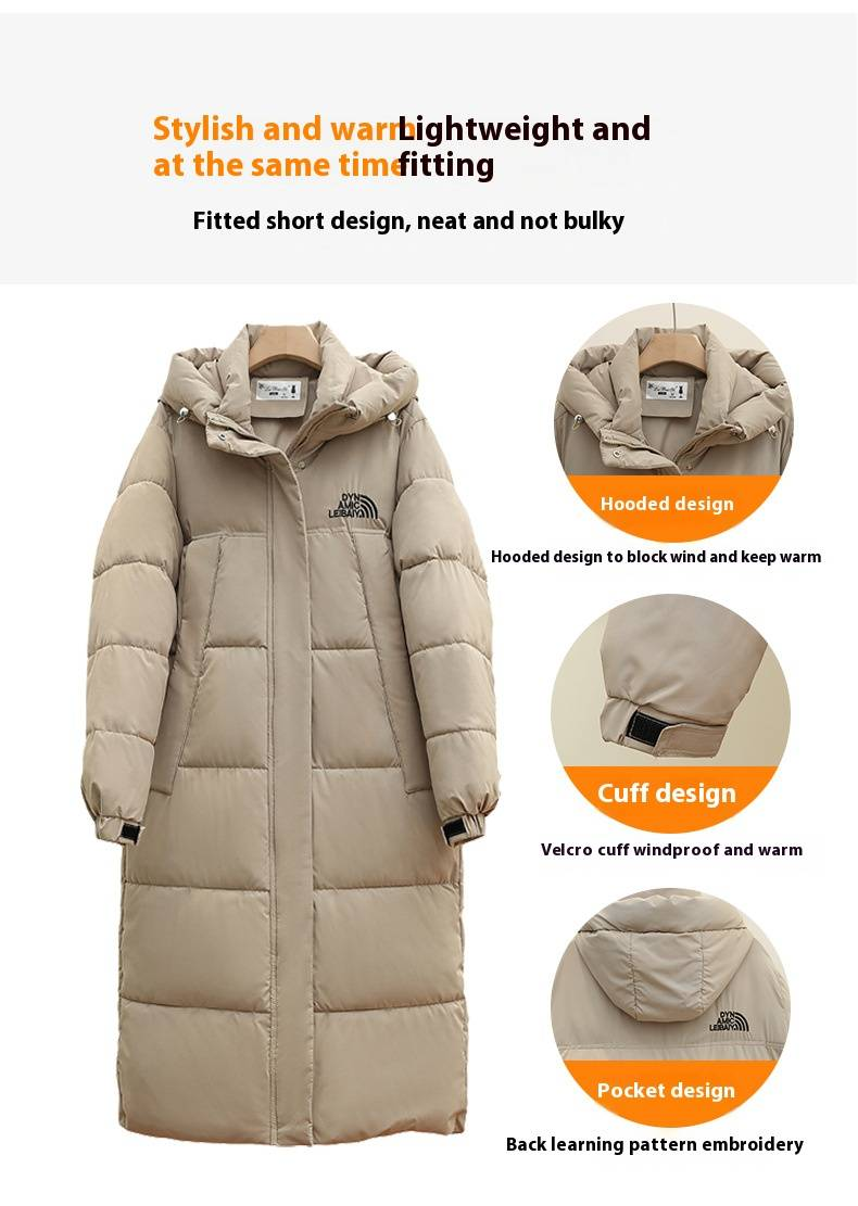 Unisex Long Puffer Jacket With Hood - Warm Winter Coat For Men & Women, Lightweight Polyester Fill, Loose Fit, 3D Pattern Design_voghion.com