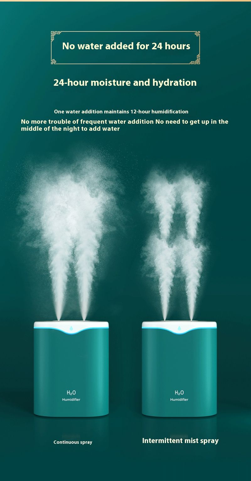 Humidificador de doble vapor de 2 l para hogar y oficina: vapor frío ultrasónico, 2 boquillas ajustables, silencioso a 36 dB, alimentación por USB (rosa/blanco/verde)_voghion.com
