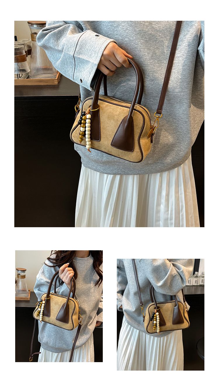 Zaino retrò in pelle scamosciata per donna 2025, nuovo zaino alla moda e alla moda con piccola catena di fragranze, borsa a secchiello multifunzionale_voghion.com