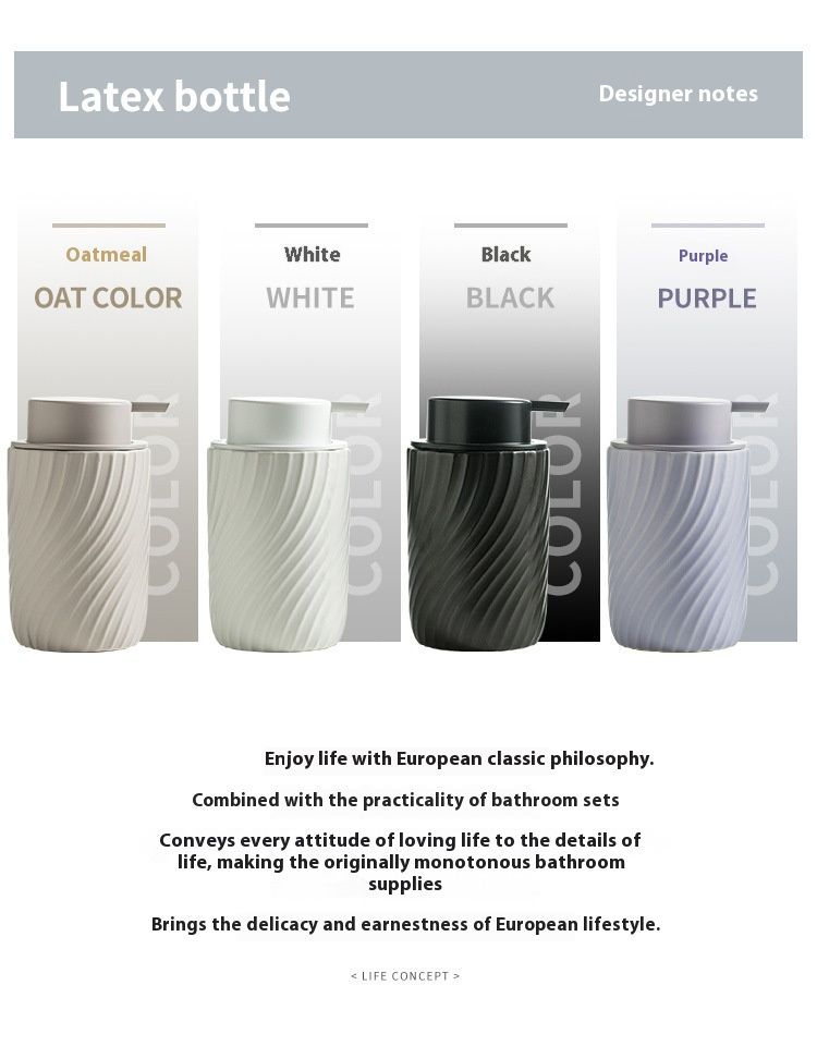 Ceramic Foam Dispenser Bottle – 340ml Refillable Pump Bottle For Lotion, Shampoo & Soap (Matte Black/White/Oatmeal/Lavender)_voghion.com