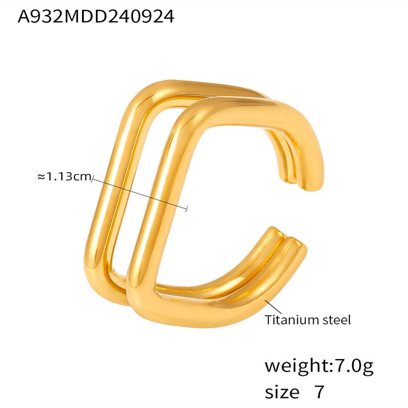 Minimally Designed Double-layer Hollow U-shaped Open Ring With Niche Creativity, Titanium Steel Non Fading Ring Decoration_voghion.com