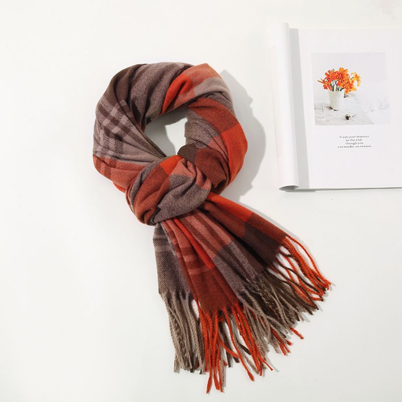 Bunte kontrastierende Plaid i Mitation Kaschmir Ins Stil, einfach zu tragen im Herbst Winter warm zu halten, Su Da Schal, Männer und_voghion.com