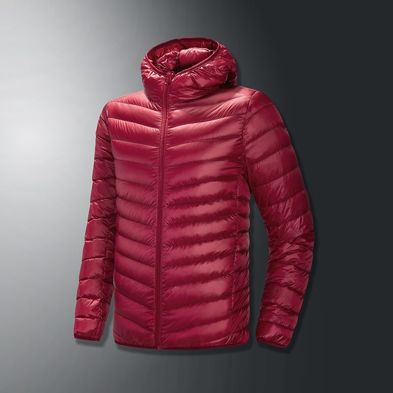 Giacca invernale leggera con cappuccio ricaricabile di alta qualità da uomo, sportiva, casual, in piumino d'anatra bianco_voghion.com