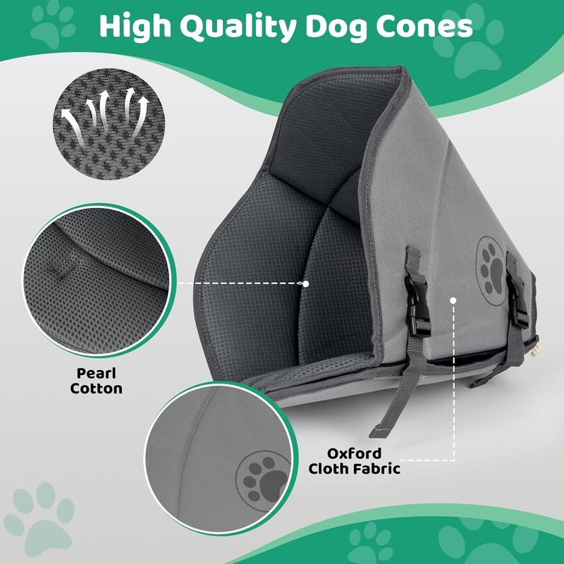 IFurffy Dog Cone For After Surgery Breathable Soft Dog Cone For Large Medium Small Size Dog, Adjustable Drawstring And Buckle Dog Recovery Collar To Stop Licking And Scratching Wound_voghion.com