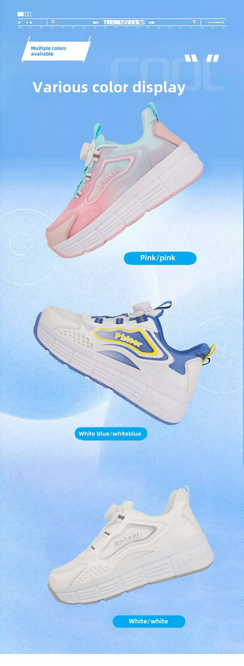Scarpe da corsa per bambini Scarpe da ginnastica con carrucola automatica per bambine Scarpe da ginnastica con ruote per bambini e mamme Pattini a rotelle deformabili per adulti a doppia ruota_voghion.com