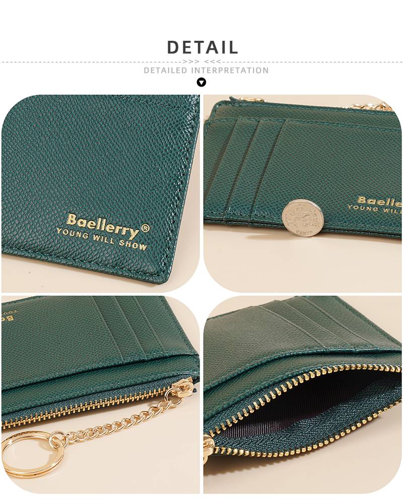 Cartera pequeña retro con cremallera para estudiantes, tarjetero ultrafino, tarjetero ultrafino_voghion.com