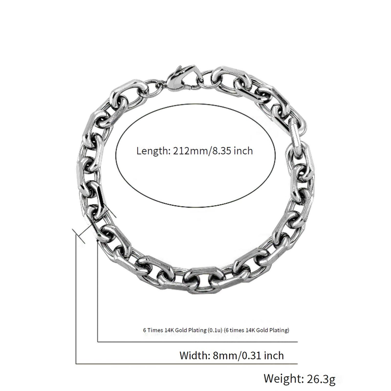 Hip Hop Titanium Steel Bracelet – Diamond Six-Sided Grinded Heart With Stainless Steel Buckle, Simple Personality Jewelry For Men & Women_voghion.com