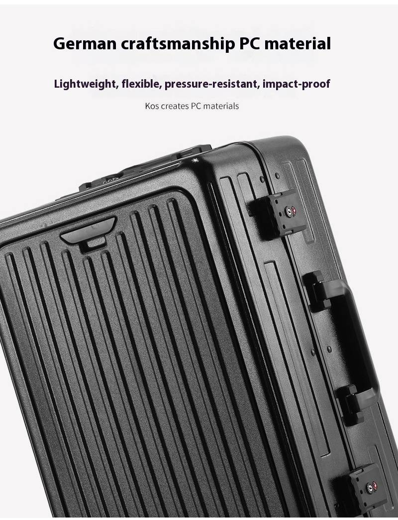 Bagaglio a mano resistente con telaio in alluminio, porta di ricarica USB, portabicchieri e supporto per telefono - Valigia leggera in ABS+PC per viaggi d'affari_voghion.com