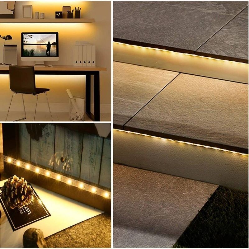 Striscia luminosa a LED alimentata a batteria da 5 V con scatola per batterie AA trasparente e interruttore, chip 2835, 30 LED/m, angolo del fascio di 120° per guardaroba_voghion.com
