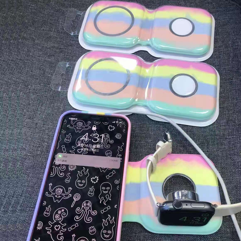 Cargador plegable LFX-163 tres en uno, compatible con carga inalámbrica de relojes y iPhone._voghion.com