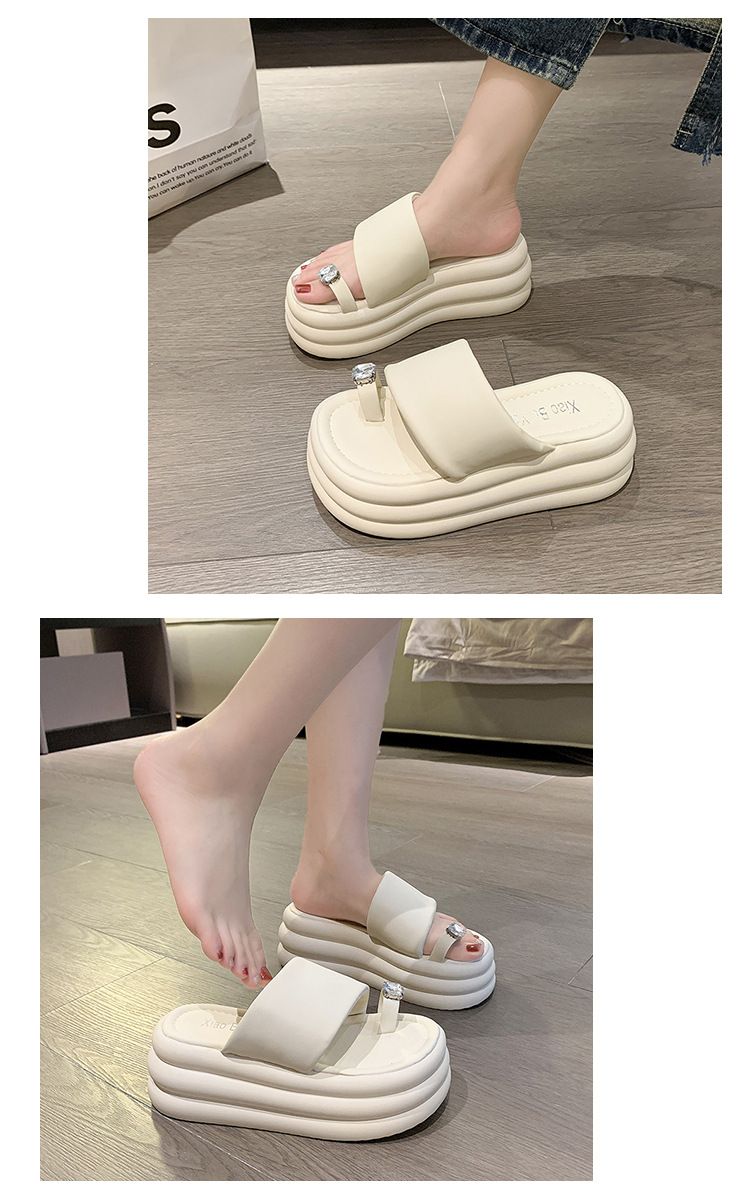 Women's Summer New Fashion Round Thick Sole Open Toe Flip Flops Comfortable Casual Platform Beach Sandals_voghion.com