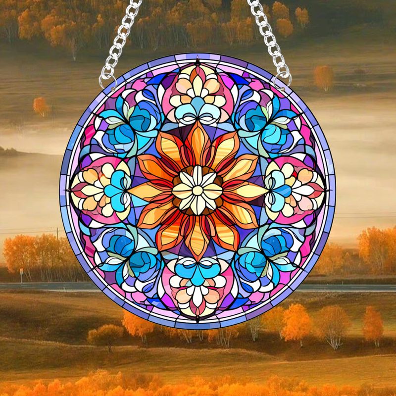 Mazzi di fiori, ciondolo per la casa Suncatcher in acrilico stampato su entrambi i lati, catena e ventosa per la consegna_voghion.com
