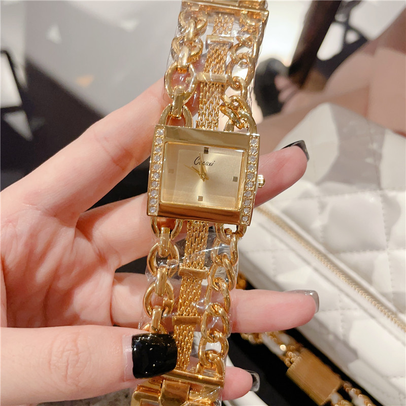 MQ watch women's chain fashion watch diamond square waterproof quartz watch _voghion.com