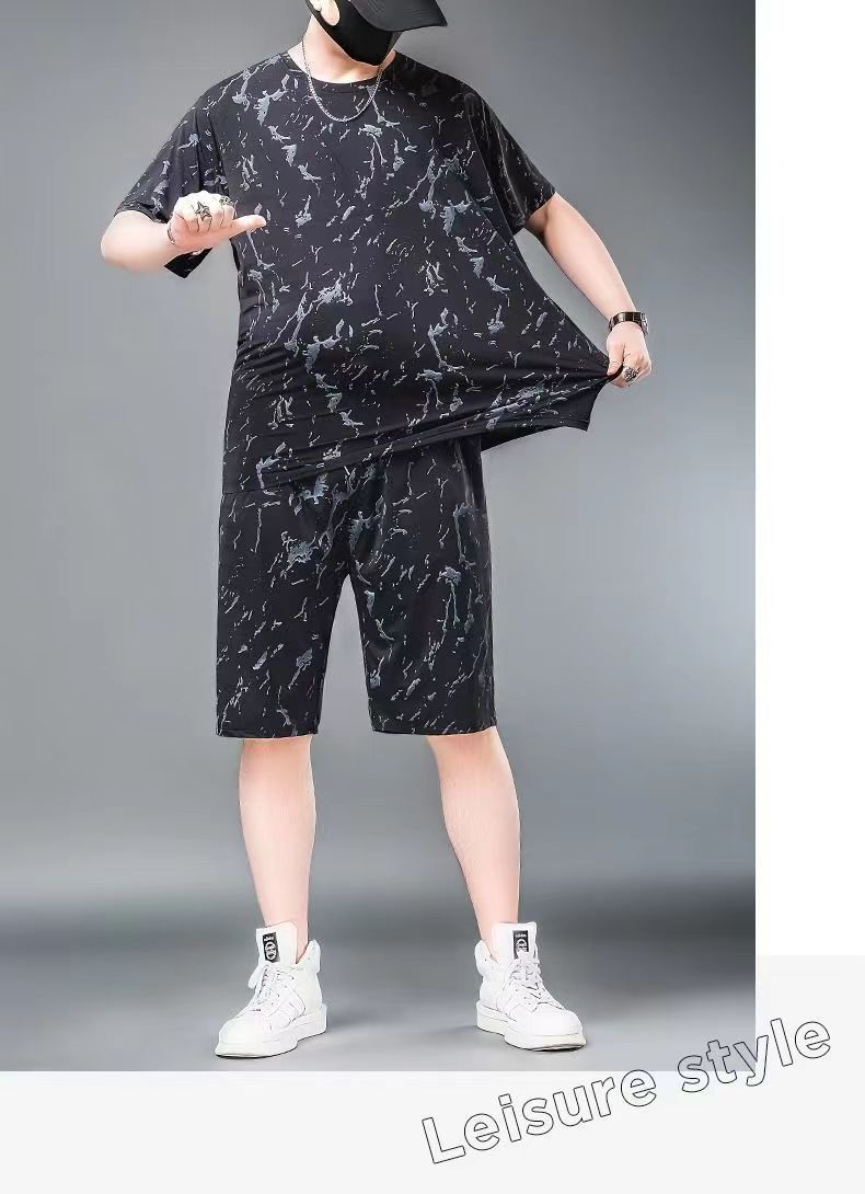 Men's Clothing Ice Silk Sports Suit Men's Summer Thin Short Sleeved T Shirt Quick Drying Casual Shorts Loose Large Size Clothes Set_voghion.com