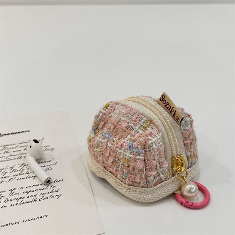 39181 Woolen Plaid Suitable For Wireless Bluetooth Headset Protective Case Cute Portable Small Bag_voghion.com