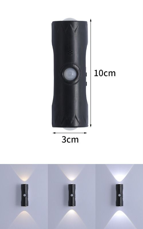 New Indoor Intelligent Human Body Sensor Light Non-punching Three-color Ambient Light Rechargeable Night Light 2 Pieces_voghion.com