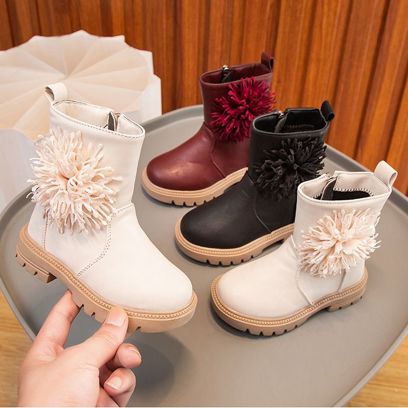 Mädchenschuhe, Lederkinderblume, 2024 Herbst und Winter neue Single Princess-Mittelsohlenstiefel, Martin-Stiefel_voghion.com