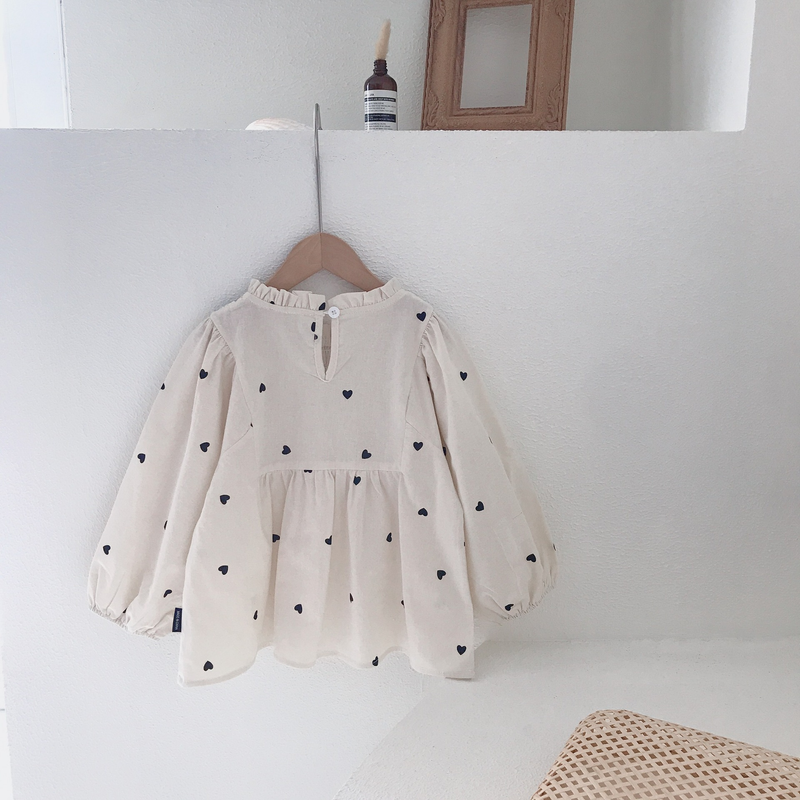 Mädchen Frühling 2024 French Sweet Love Langärmeliges Mädchen-Oberteil mit Blasenärmeln Puppenhemd 1_voghion.com