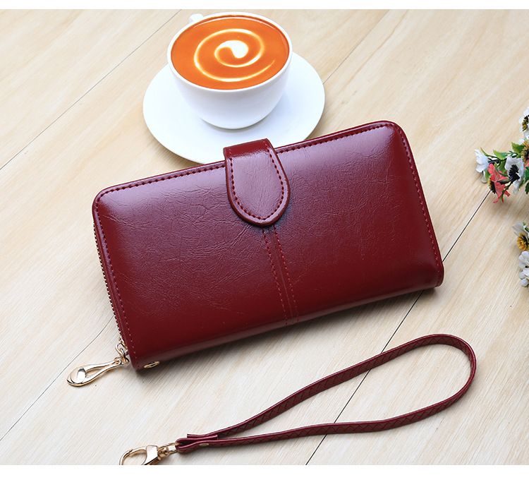 Explosive Damen Geldbörse 2024 Neuer Reißverschluss Ölwachs Leder Geldbörse Schnalle Handytasche Ölleder Neue PU Clutch_voghion.com