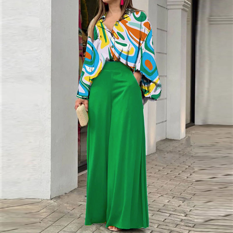Camicie stampate popolari Pantaloni stile INS Abiti casual alla moda_voghion.com