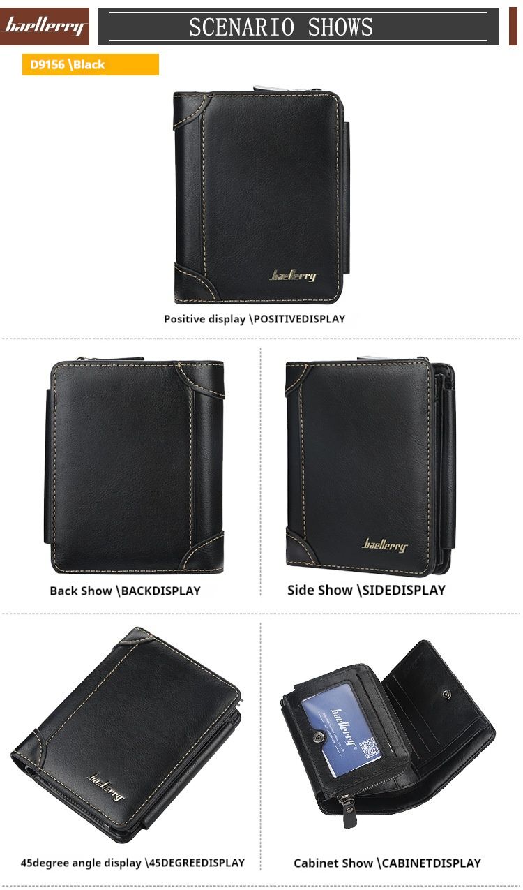 New men's short wallet with multiple card slots, 3 folds, a stylish thin card bag, large capacity, practical and convenient high-end zero wallet_voghion.com