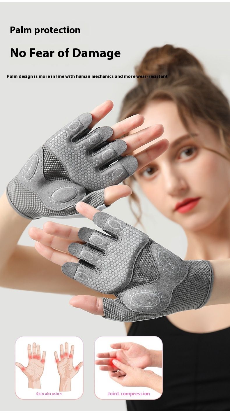 Neue Sporthandschuhe für Frauen Yoga Fiess Übung, Rutschfeste Stoßdämpfung Halbfingerhandschuhe, verschleißfest,_voghion.com