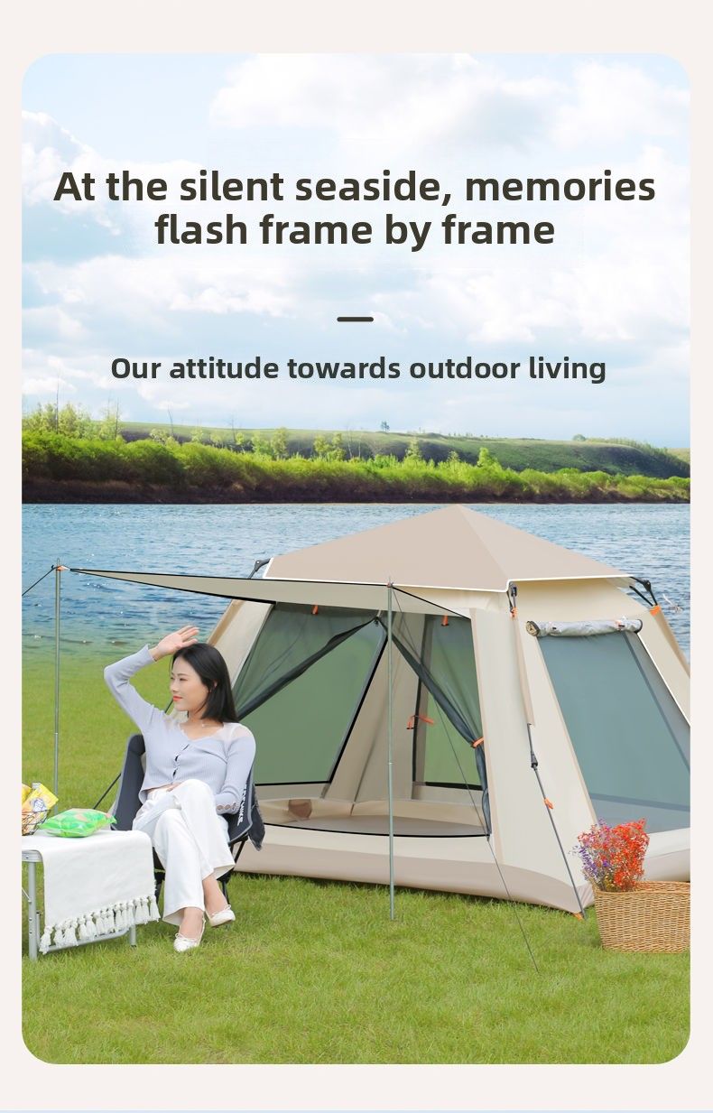 Tenda da campeggio per esterni, pieghevole, portatile, automatica, antipioggia, per picnic in famiglia, da viaggio, con protezione solare_voghion.com