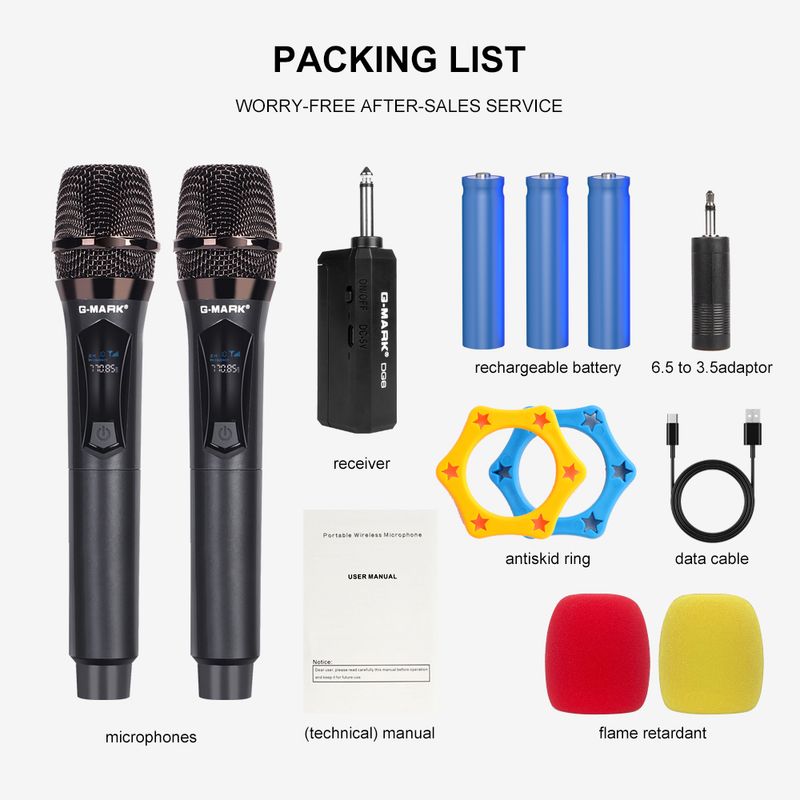 G-MARK DG6 Wireless Microphone 2 Channels UHF Handheld Micphone For Party Karaoke Professional Church Show_voghion.com