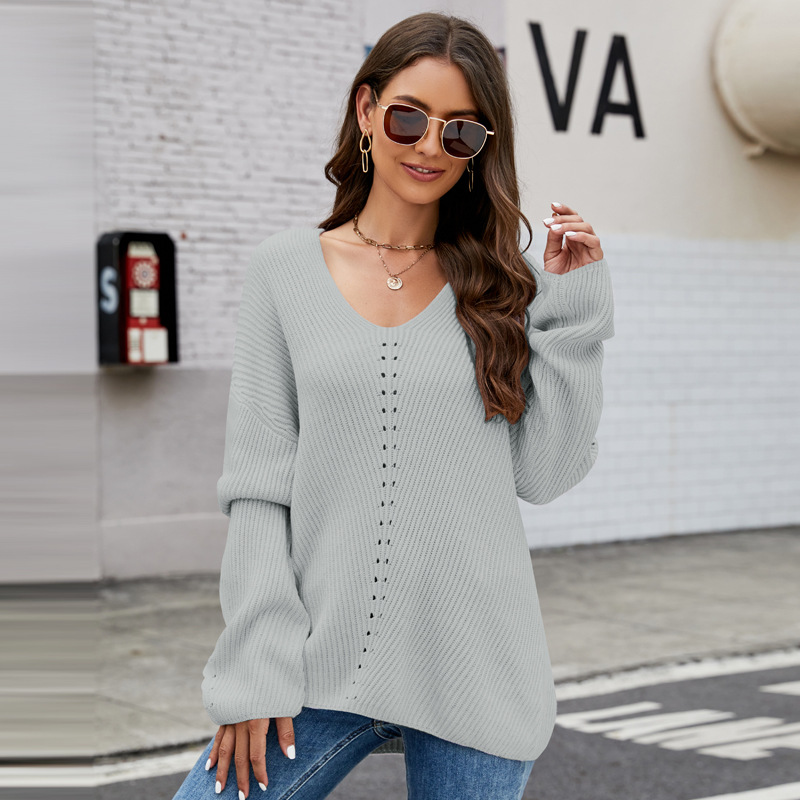 Maglione dolcevita lavorato a maglia da donna, tinta unita, a maniche lunghe, con fondo lavorato a maglia_voghion.com