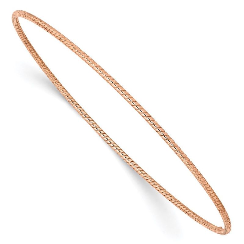 14k 1.5mm Rose Gold Textured Slip-on Bangle Bracelet_voghion.com
