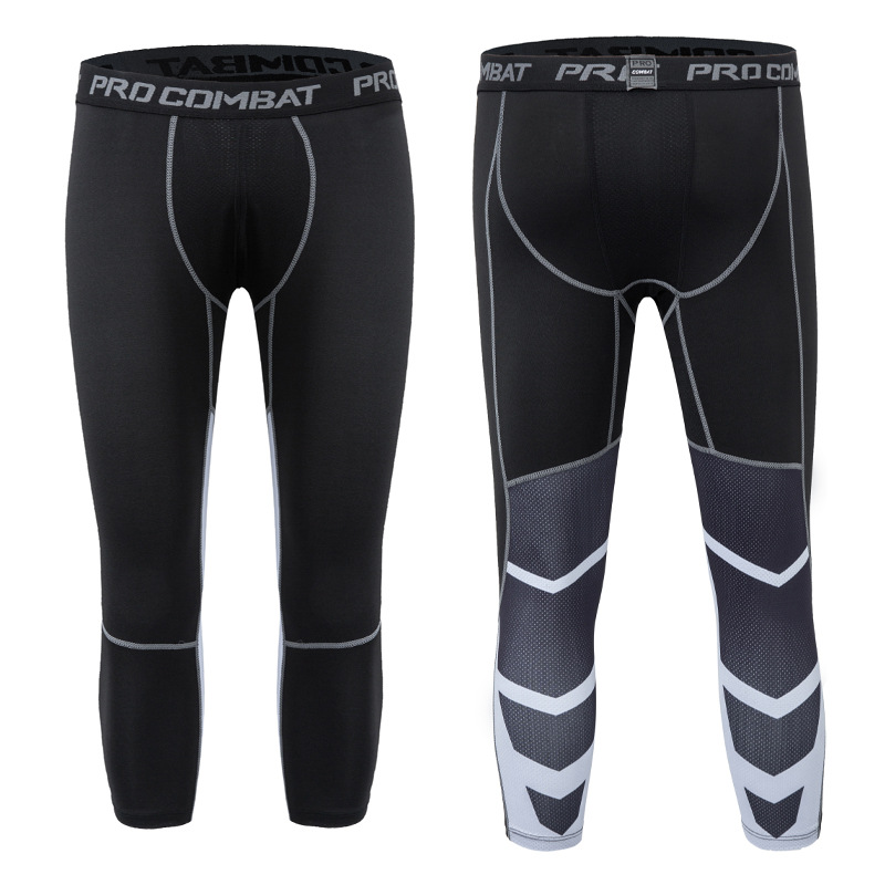 Herren-Sportleggings, lange, atmungsaktive, schnell trocknende Fünf-Punkt-Shorts, Outdoor-Basketball, Laufen, Fitness, Sieben-Punkt-Leggings, Kompressionshose_voghion.com