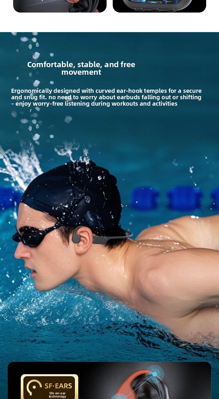 Cross-Border X21 Bone Conduction Headphones With Built-in Memory Long Battery Life For Music Listening, Sports, And Swimming IPX68 Water-Resistant Blu_voghion.com