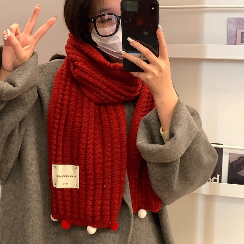 Écharpe tricotée chaude à la mode automne-hiver, cadeau pour filles, ambiance simple, cache-cou_voghion.com