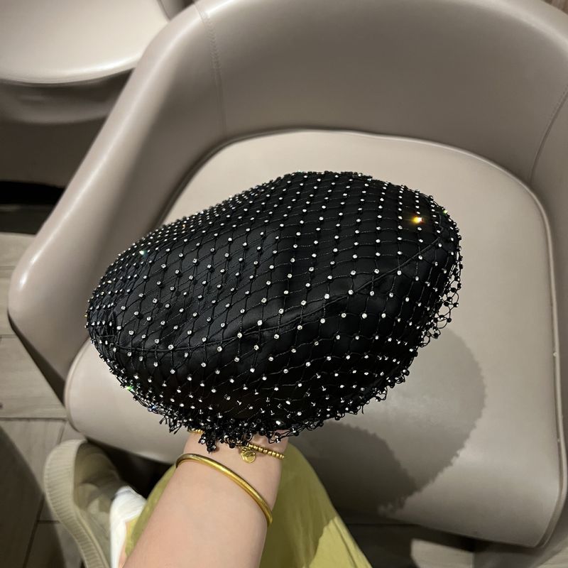 New Arrivals Mesh Full Diamonds Beret Rhinestone Women's French Painter Hats Pumpkin Hat All-month Female Berets Caps_voghion.com