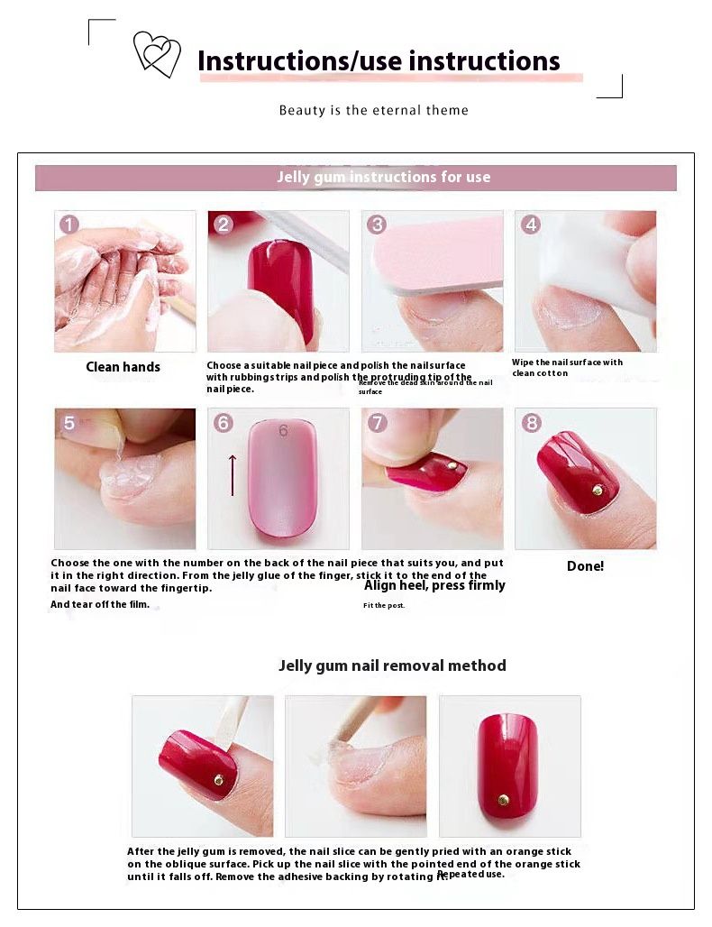 Prodotto finito con toppa per unghie in stile francese con temperamento a cuore storto per unghie nude sfumate di bianco latte_voghion.com