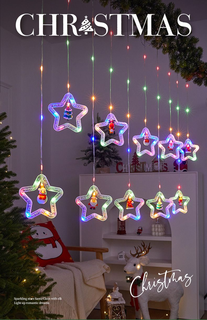 Multicolor & Warm White Christmas String Lights - USB Powered Star/Tree/Round Shapes For Indoor Holiday Decorations,_voghion.com