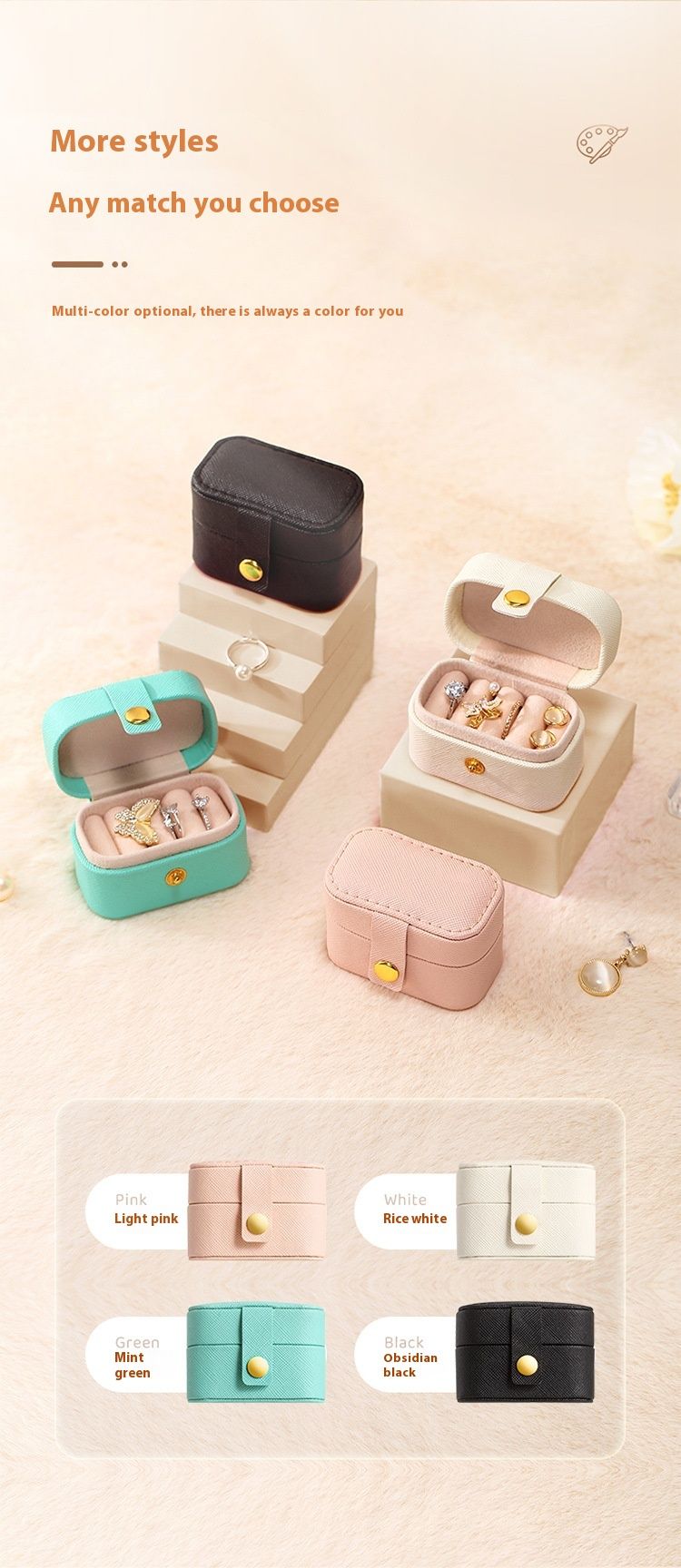 Piccolo accessorio in pelle PU nuova versione coreana mini principessa ragazza portatile scatola portaoggetti per orecchini_voghion.com