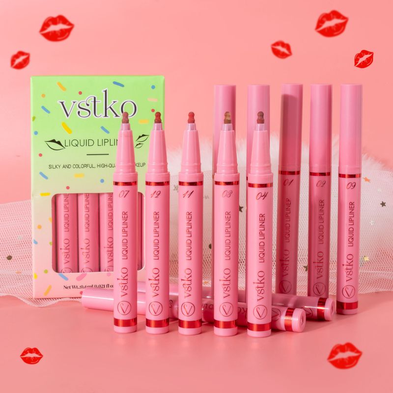 VSTKO Gourd-Tip Liquid Lip Liner Set – Matte, leicht aufzutragende, wasserfeste, lang anhaltende Lippenstiftstifte in Nude-Tönen_voghion.com