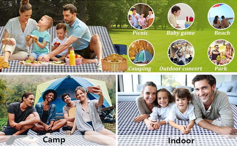 PUPOPIK Outdoor Picnic Blanket, XL Foldable Waterproof Sand Mat, Extra Large 80 80inch (Approx. 203.2 X 203.2cm )_voghion.com